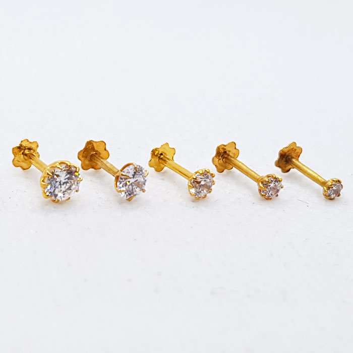 White Stone Gold Nose Pins for Girls NP0142 | Pure Gold Jeweller