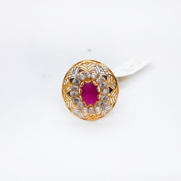 Gold Ring For Ladies with Ruby Stone