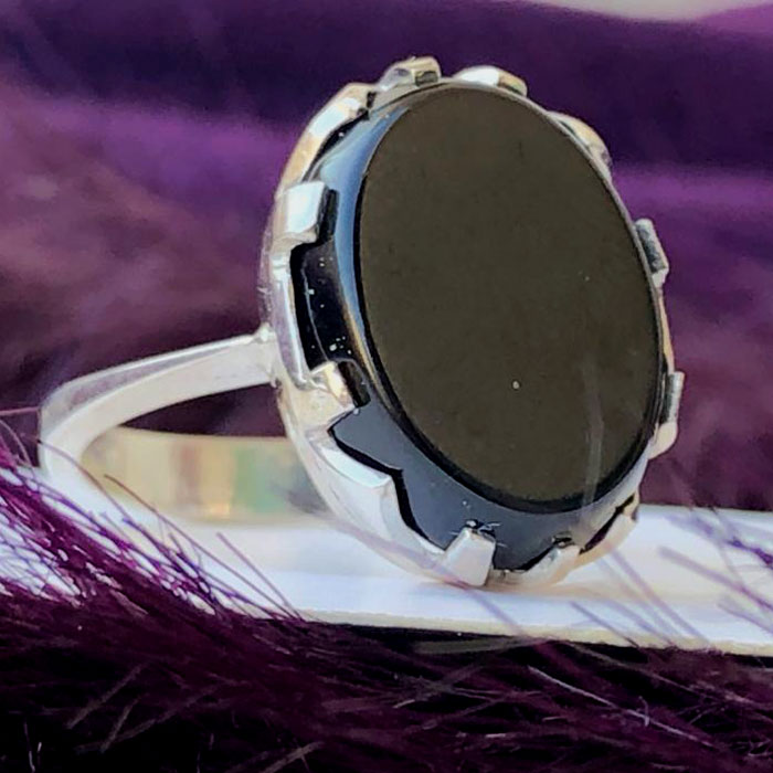 Black Zircon Diamond Cutted Ladies/Gents unisex Silver(Chandi) Ring