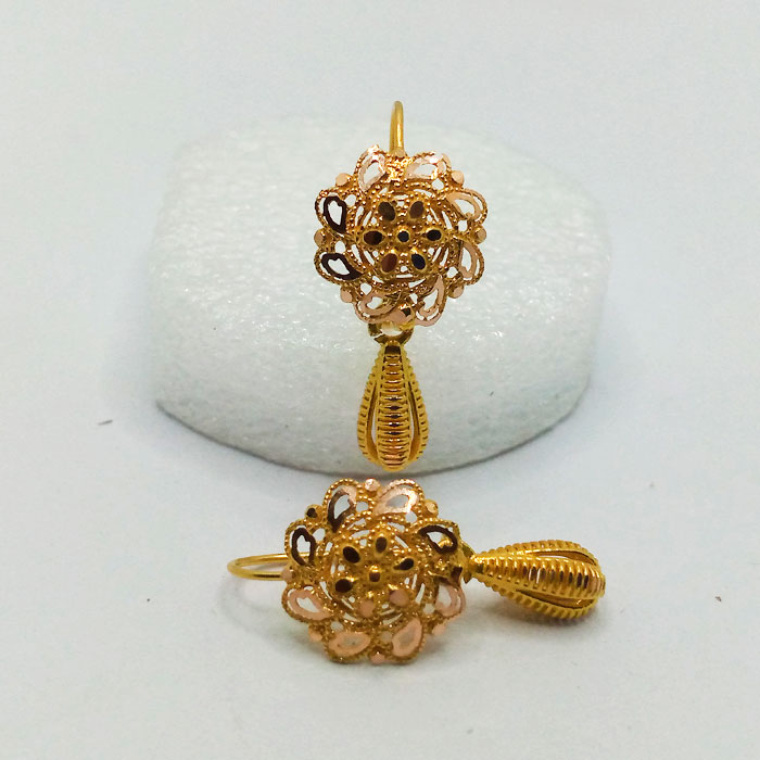 Buy Real Gold Pattern Enamel Forming Gold Earrings Design for Ladies