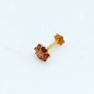 Red Color Seven Stone Nose Pin NP0281