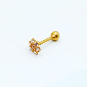 Double Sided White Stone Gold Nose Pin NP0282