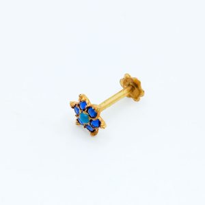Star Shape Neelam Stone Gold Nose Pin NP0284