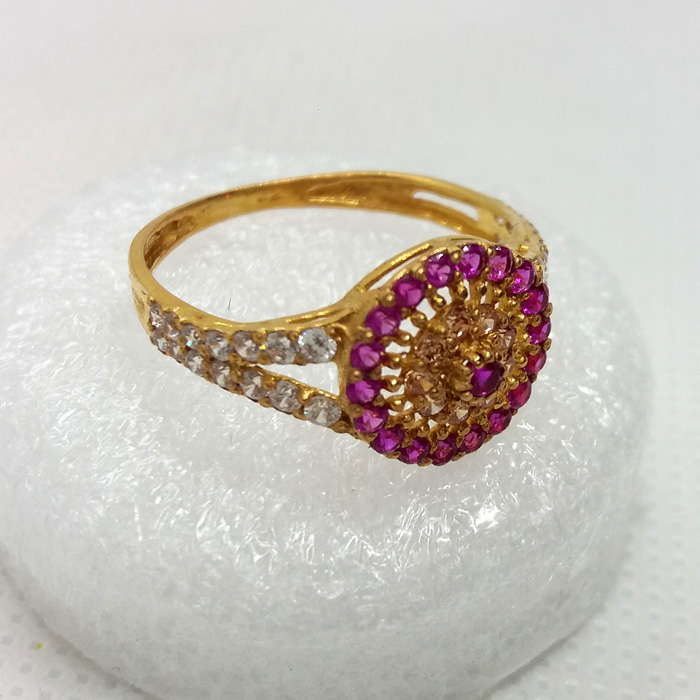 Puregold Red Ruby Simple Gold Ring LR0008 | Pure Gold Jeweller