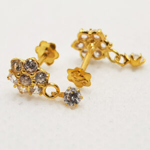 Gold Tops For Girls With White Drop Stone TP0308