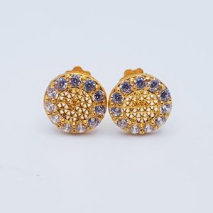 Round Shape Gold Tops With White Stone TP0589